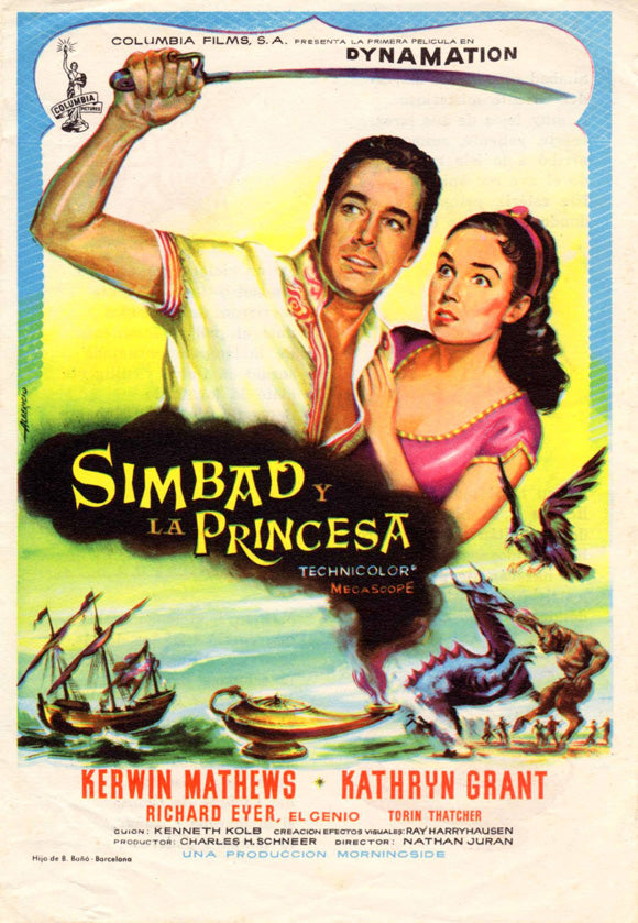 The 7th Voyage of Sinbad Movie Poster Print showcasing classic adventure scenes.