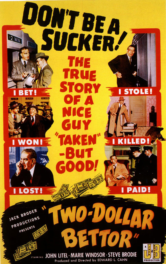 Two Dollar Bettor Movie Poster Print displayed in a stylish living room.