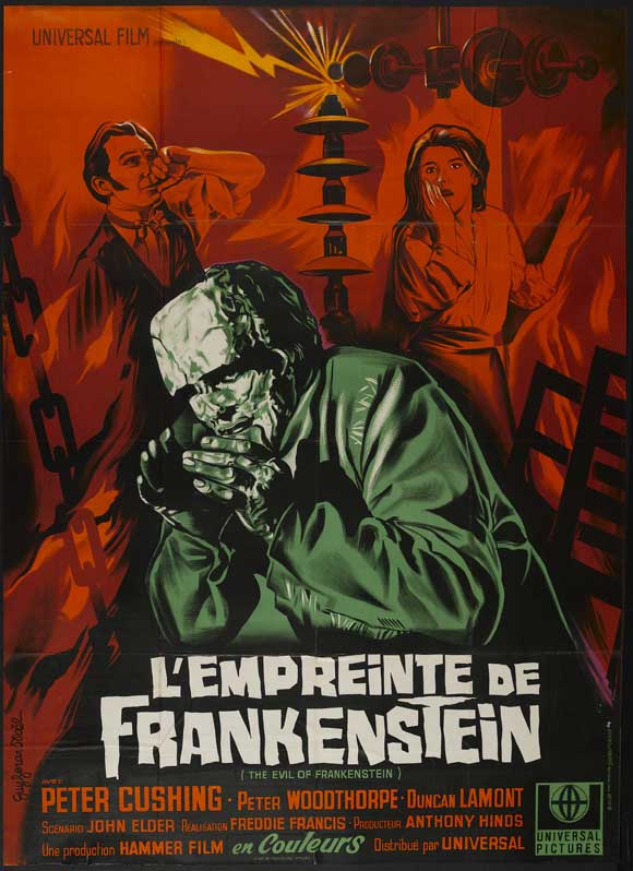 Evil of Frankenstein Movie Poster Print, capturing classic horror imagery.