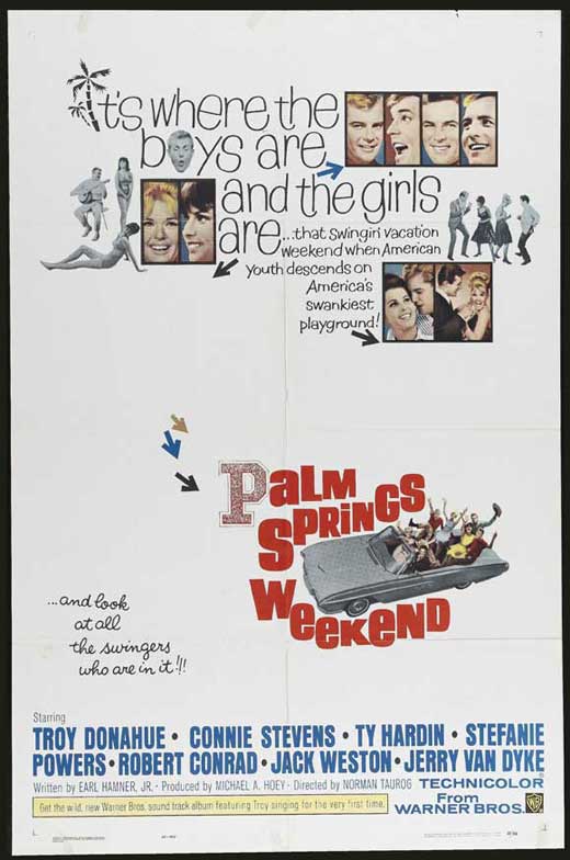 Palm Springs Weekend Movie Poster Print showcasing vibrant colors and retro design.