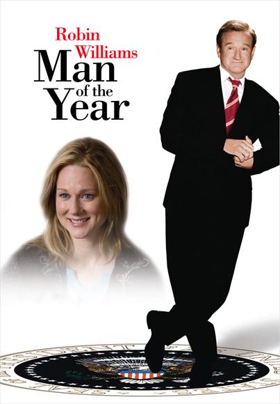 Man of the Year Movie Poster Print featuring bold colors and dynamic imagery.