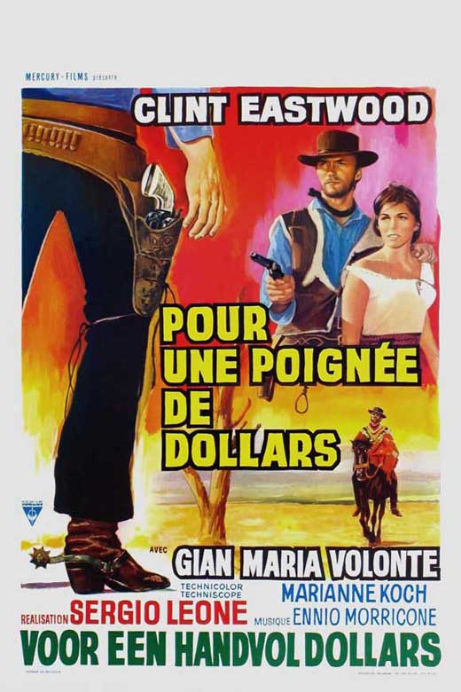 A Fistful of Dollars Movie Poster Print showcasing classic cinema art.