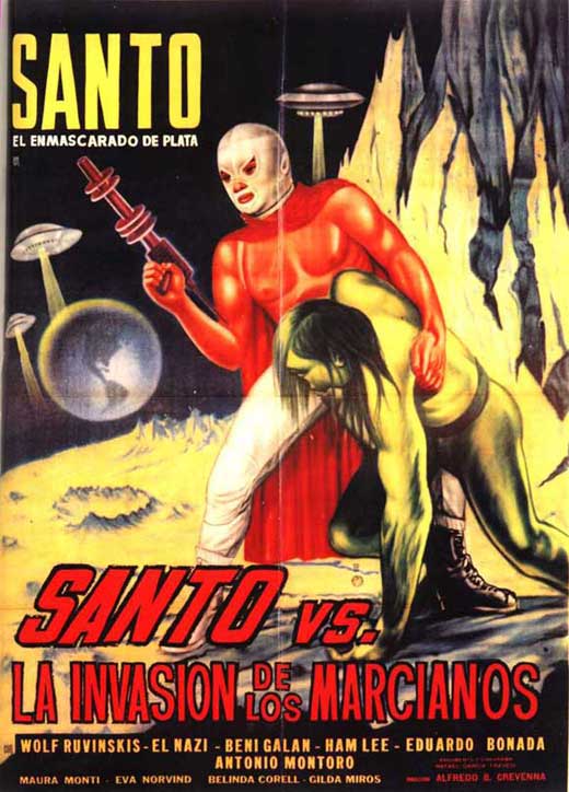 Santo Versus the Martian Invasion Movie Poster Print featuring classic cinema artwork.