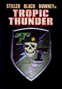 Tropic Thunder Movie Poster Print featuring iconic film characters and humorous design.