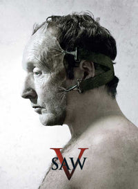 Saw V Movie Poster Print featuring iconic horror imagery.