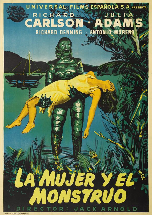 Creature from the Black Lagoon Movie Poster Print showcasing classic horror imagery.