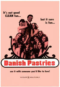 Danish Pastries Movie Poster Print featuring vibrant colors and playful imagery.
