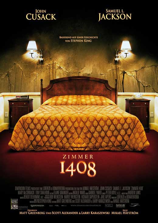 1408 movie poster print featuring eerie horror imagery