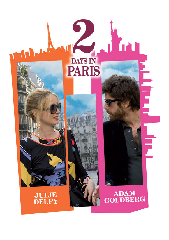 2 Days in Paris Movie Poster Print showcasing a romantic cityscape.
