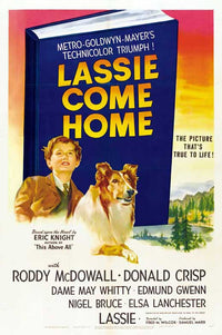Lassie Come Home Movie Poster Print featuring a classic design.