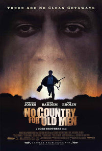 No Country For Old Men movie poster print, capturing the film's suspenseful atmosphere.