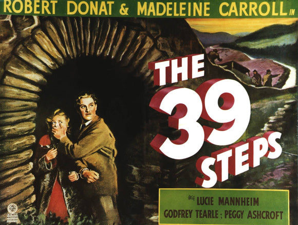 The 39 Steps Movie Poster Print showcasing classic cinema art.