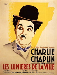City Lights Movie Poster by Charlie Chaplin, classic film art.