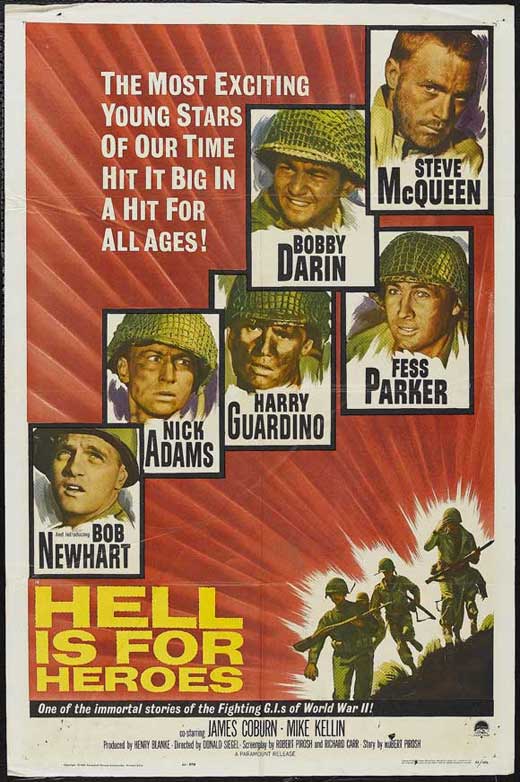 Hell Is for Heroes Movie Poster Print showcasing intense cinematic art.