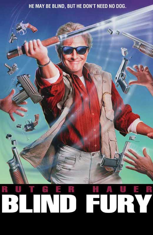 Blind Fury Movie Poster Print featuring a blind swordsman in action.