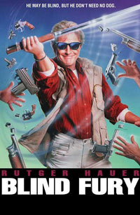Blind Fury Movie Poster Print featuring a blind swordsman in action.