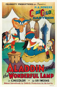 Aladdin and the Wonderful Lamp Movie Poster Print featuring vibrant colors and enchanting imagery.