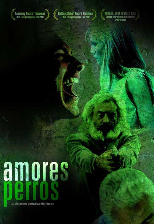 Amores Perros Movie Poster Print showcasing vibrant cinematic artwork.