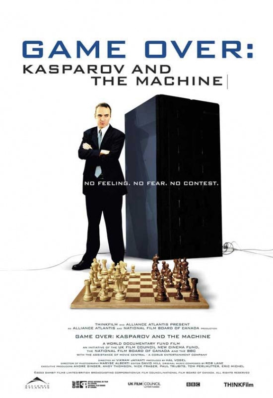 Game Over Kasparov and the Machine Movie Poster featuring chess and technology themes.