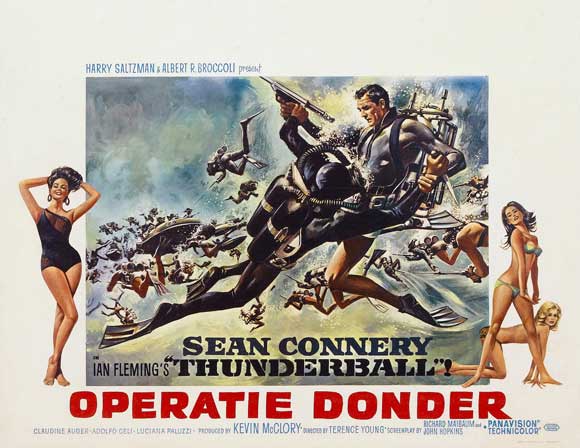 Thunderball Movie Poster Print featuring classic James Bond imagery.
