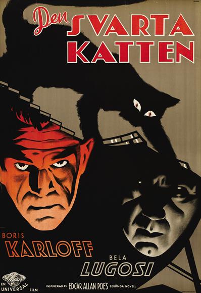 The Black Cat Movie Poster Print featuring classic horror imagery.