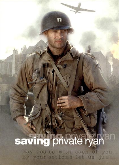 Saving Private Ryan Movie Poster Print featuring iconic war imagery.