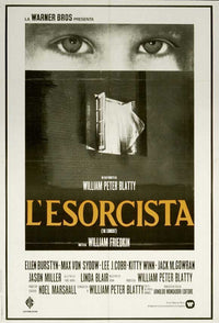 The Exorcist Movie Poster Print featuring classic horror imagery.