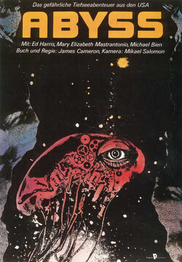 The Abyss movie poster print featuring stunning underwater visuals.