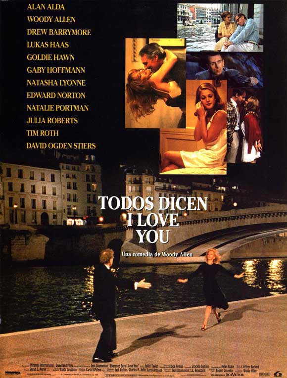 Everyone Says I Love You Movie Poster Print featuring romantic comedy art.