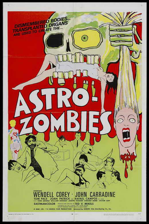 The Astro Zombies Movie Poster Print showcasing vibrant retro sci-fi design.