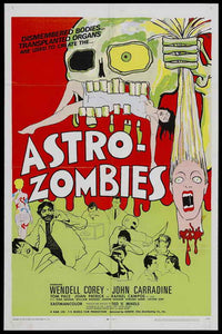 The Astro Zombies Movie Poster Print showcasing vibrant retro sci-fi design.