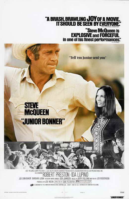 Junior Bonner Movie Poster Print showcasing classic cinema art.