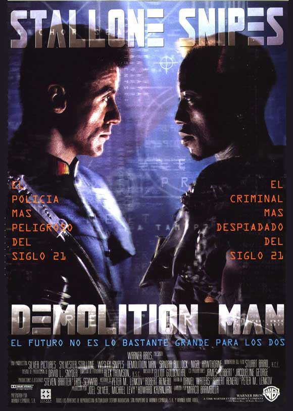 Demolition Man Movie Poster Print featuring iconic imagery from the film.