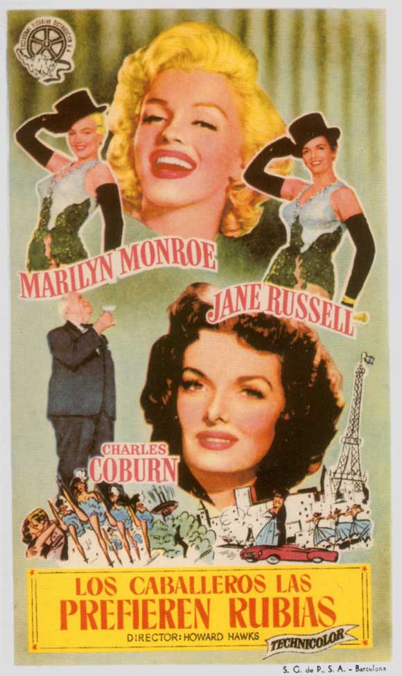 Gentlemen Prefer Blondes Movie Poster Print featuring Marilyn Monroe.