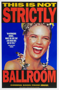 Strictly Ballroom Movie Poster Print featuring vibrant dance imagery.