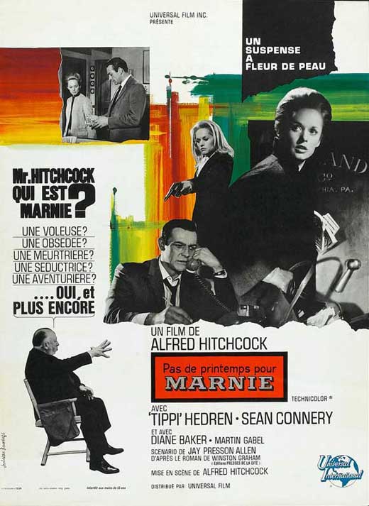 Marnie Movie Poster Print featuring classic Hitchcock film imagery.