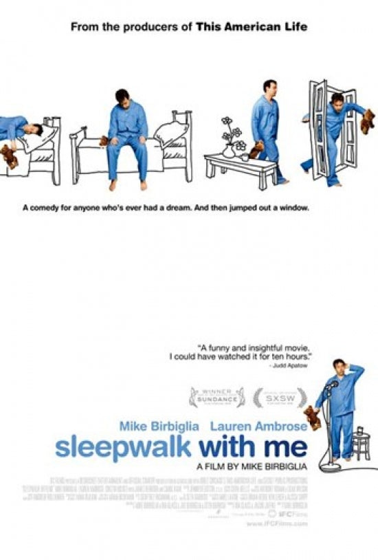 Sleepwalk with Me Movie Poster Print featuring whimsical design.