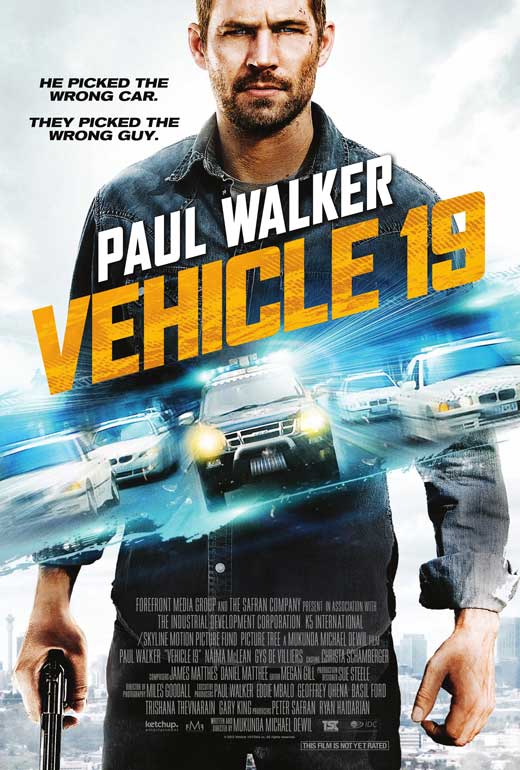 Vehicle 19 Movie Poster Print showcasing vibrant imagery and thrilling design.