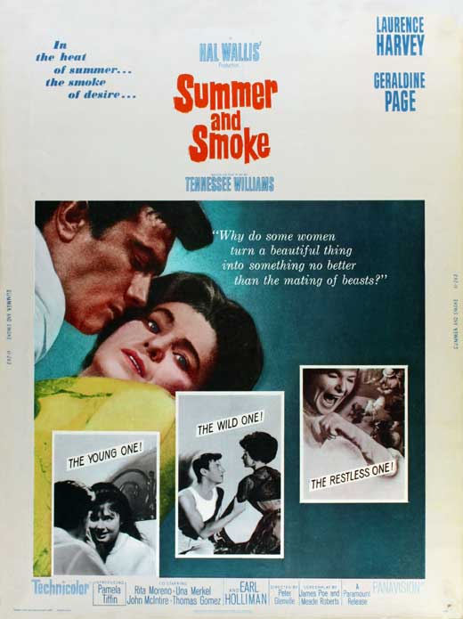 Summer and Smoke Movie Poster Print featuring dramatic artwork.