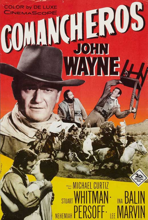 The Comancheros Movie Poster Print featuring classic Western film imagery.