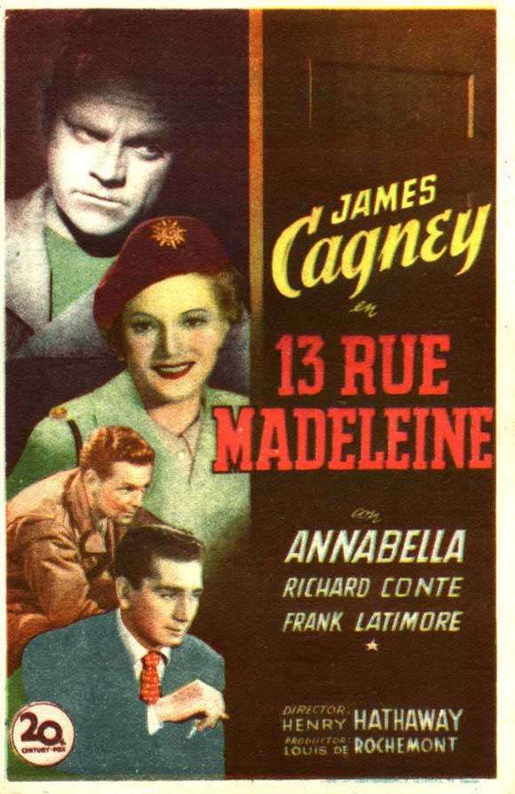 13 Rue Madeleine Movie Poster Print showcasing classic film art.