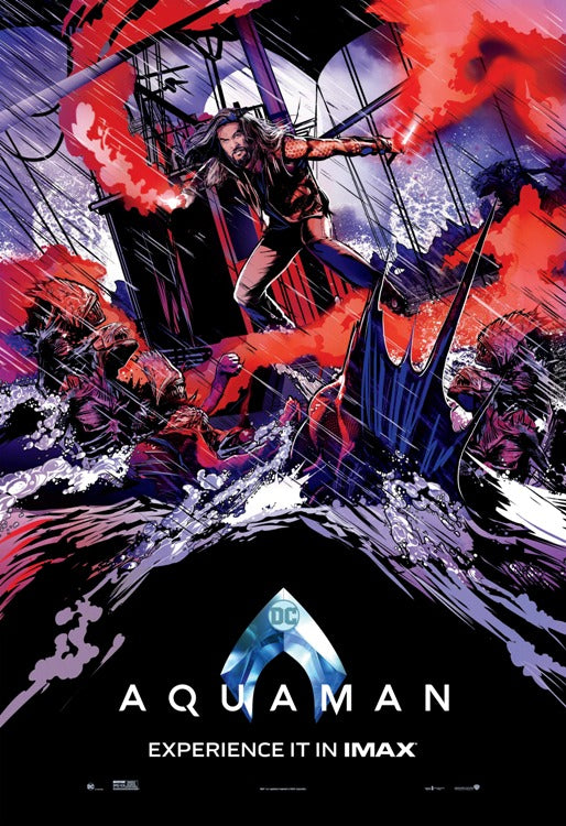 Aquaman Movie Poster Print featuring vibrant colors and stunning imagery.