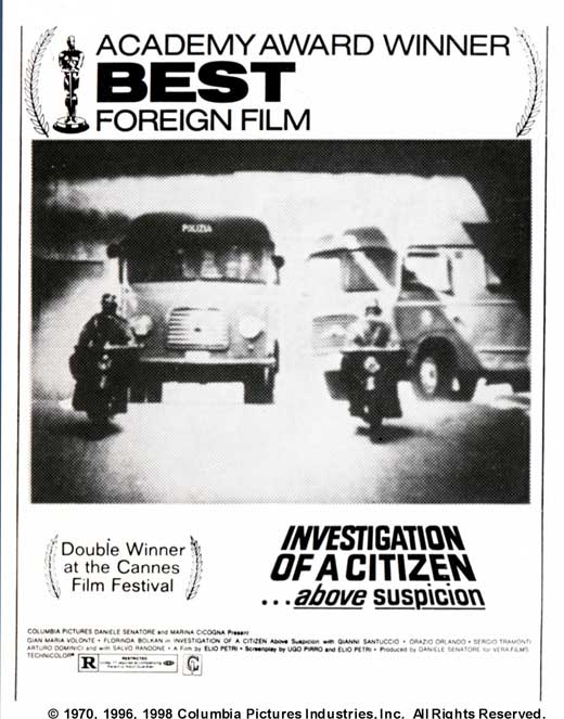 Investigation of a Citizen Above Suspicion Movie Poster Print showcasing iconic film imagery.