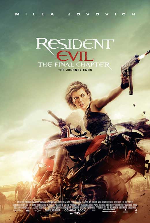 Resident Evil: The Final Chapter Movie Poster Print featuring intense action visuals.