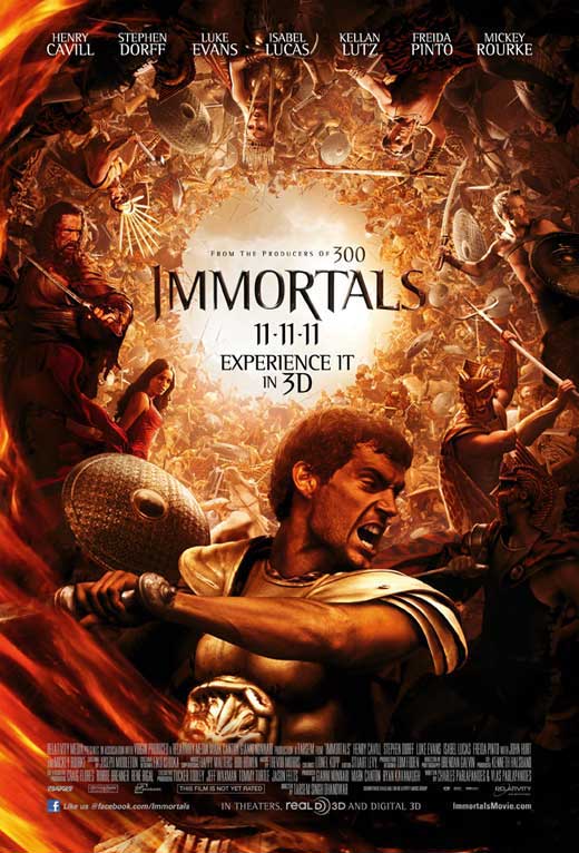 Immortals movie poster print featuring epic visuals from the film.