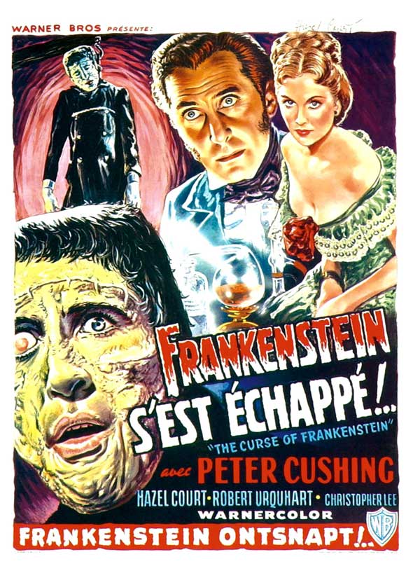 The Curse of Frankenstein Movie Poster Print featuring classic horror film imagery.