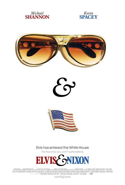 Elvis & Nixon Movie Poster Print featuring iconic moment between Elvis Presley and Richard Nixon.