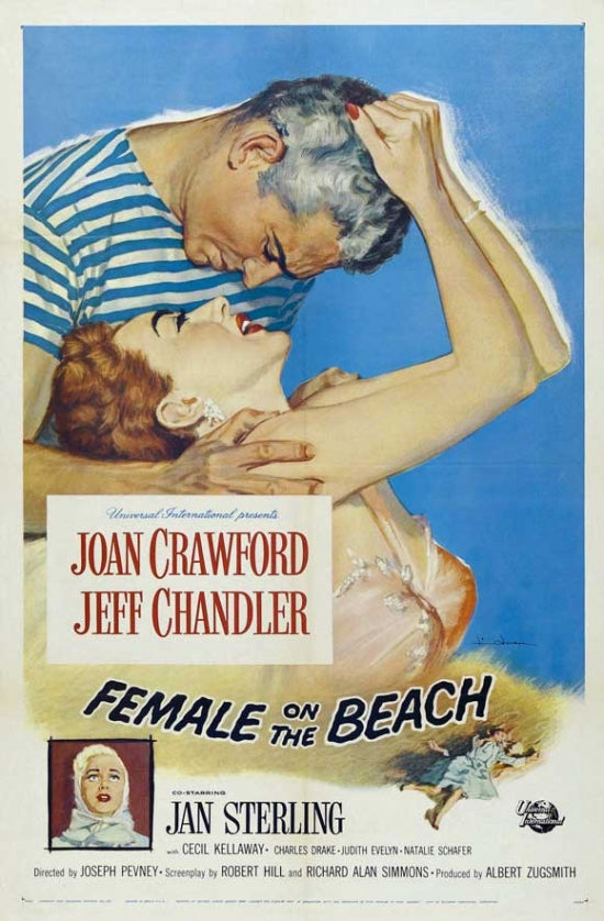 Female on the Beach Movie Poster Print showcasing vibrant colors.