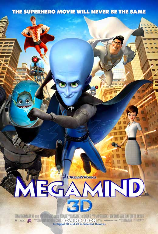 Megamind Movie Poster Print featuring the iconic animated character.