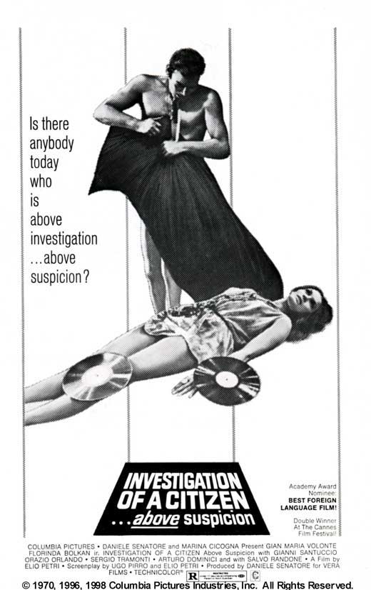 Investigation of a Citizen Above Suspicion Movie Poster Print featuring iconic film artwork.